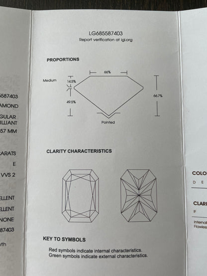 5.00 Carat Lab Grown Radiant Diamond Ring – E / VVS2 – IGI Certified